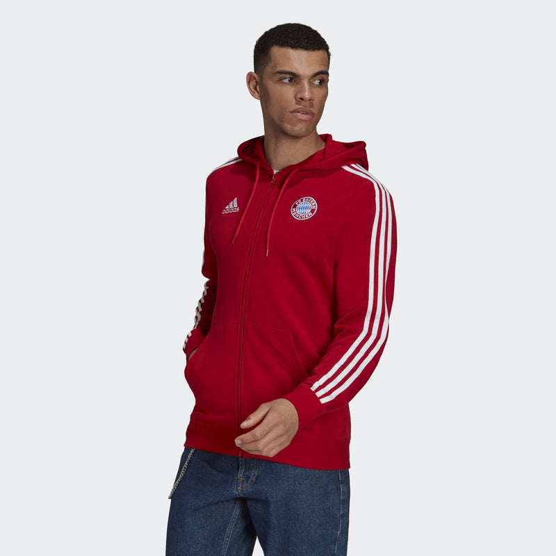 Men's adidas FC Bayern 3-Stripes Full-Zip Hoodie